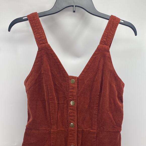 Universal Thread burnt orange corduroy cropped adjustable jumpsuit size 2 - Picture 4 of 9